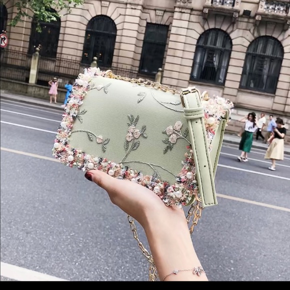 Ladies Square Flower Shoulder hand bag (Brand new) - Picture 2 of 8